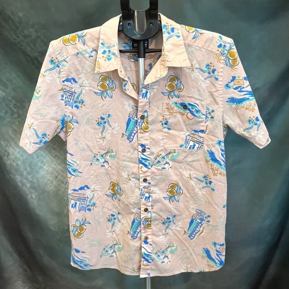Patagonia Mens Medium Go To Aloha Shirt‎ Organic Cotton Pink Taco Button Down